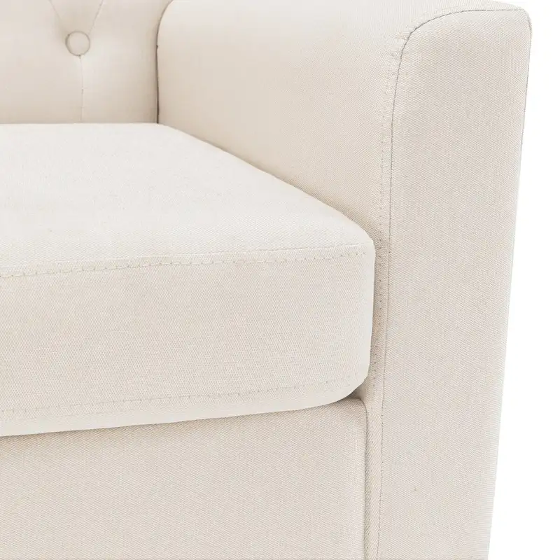 LUE BONA Mid-Century Modern Upholstered Linen Fabric Button Tufted Accent Chair Set of 2 - 28.5 W X 27.25 D X 33.75 H