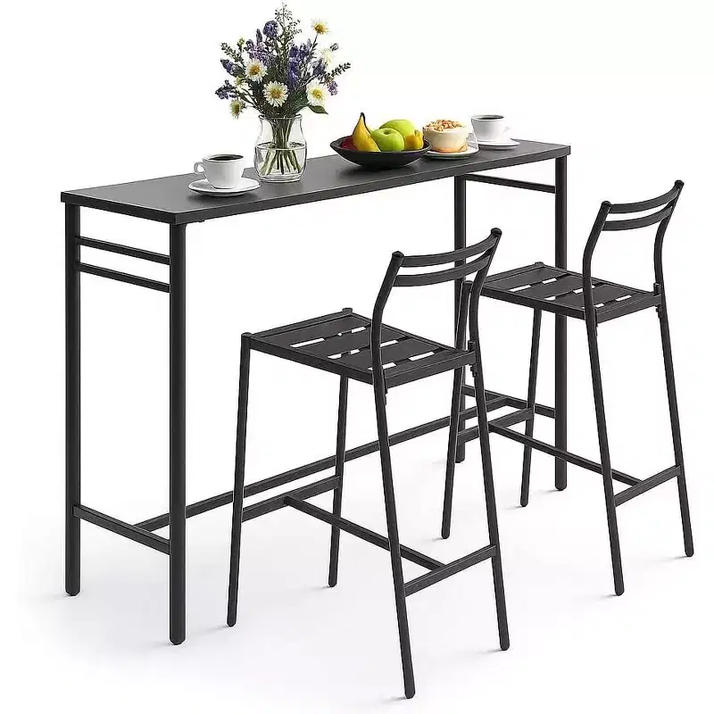 LAUSAINT HOME 3 Pieces Outdoor Bar Set Patio Bar Table and Chairs Set Ergonomic Backrest
