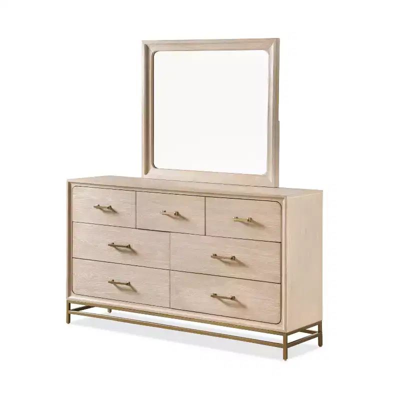 HOMES: Inside + Out 2pc Dresser and Mirror Boho 7 Drawer Oak