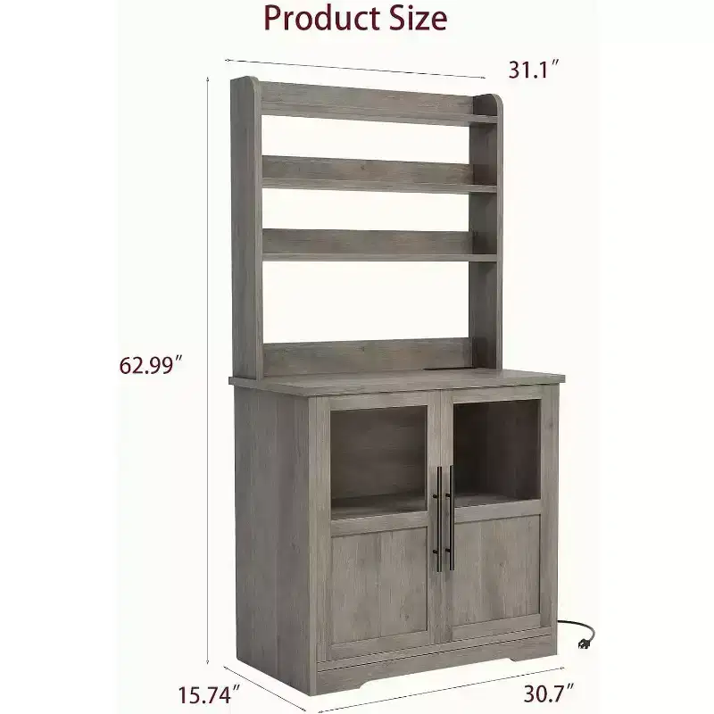 6-Tier Kitchen Bakers Rack With Storage Cabinet Microwave Oven Stand Pantry Hutch With Door Tall Versatile Storage Shelf Farmhouse Coffee Bar Cabinet