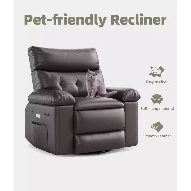 37.4 PU Leather Power Lift Recliner Chair, Adjustable Recliner, 1.5X Sponge Filling, Seat Width, Cup Holders, Ergonomic Single Sofa