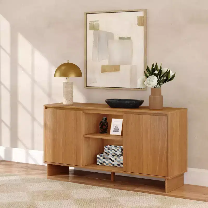 Modern 2-Door Solid Wood Sideboard TV Stand