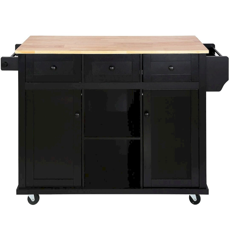Kitchen Island Cart with Wheels Drop-Leaf, Storage Racks