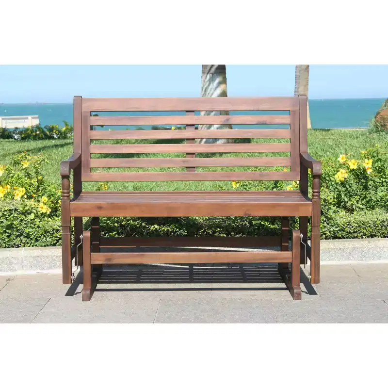 Nantucket Glider Bench - Merry Products: Acacia Hardwood, Rust-Resistant, 500lb Capacity