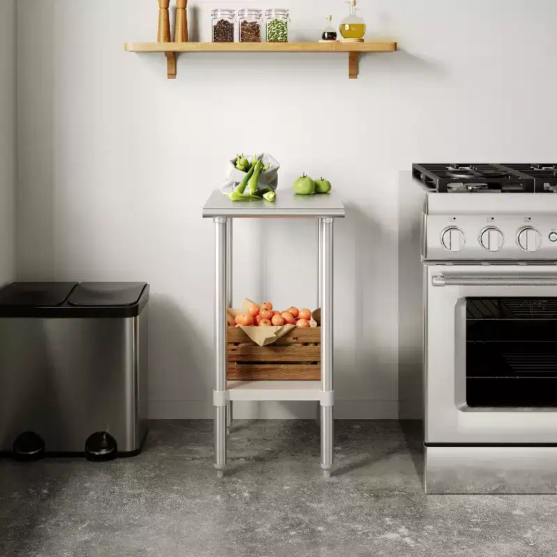 18 Gauge Stainless Steel Commercial Prep & Work Table with Adjustable Undershelf, NSF Certified