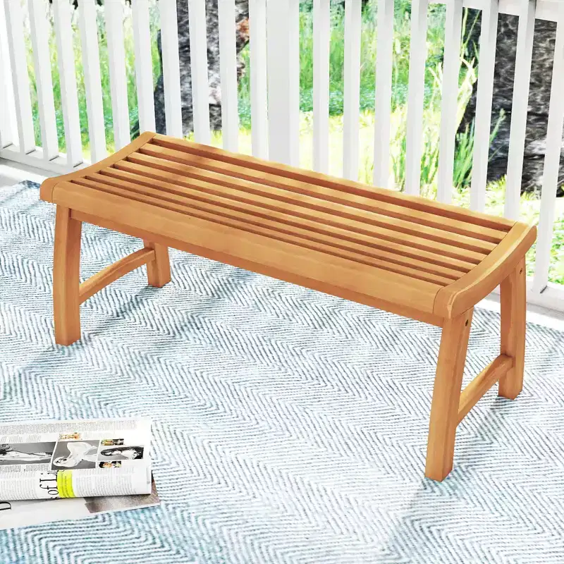 Costway 2PCS 2-Person Patio Garden Dining Bench w/Contoured Slatted Seat 800 lbs Capacity