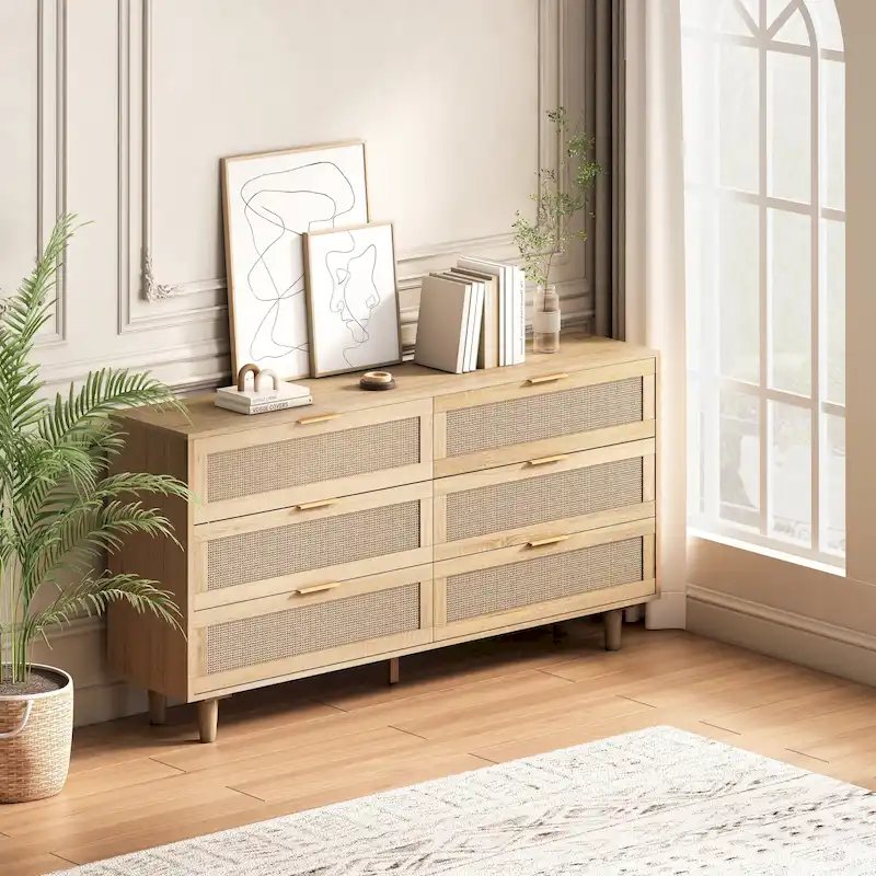 59.06L 6-Drawers Rattan Storage Cabinet