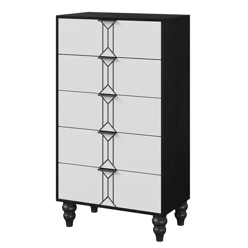 5 Drawers Dresser, Modern Wooden Tall Dresser with Deep Drawers, Chest of Drawers for Bedroom, Living Room, Hallway, Entryway
