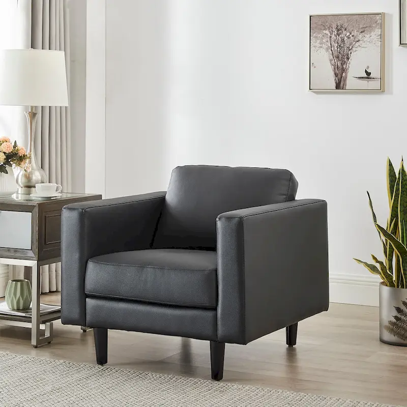 Premium Cowhide Leather Chair With High Density Cushions and Large Seating Space