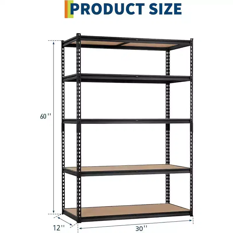 Garage Storage Shelves 5 Tiers, Heavy Duty Storage Shelving Racks with 2000 LBS Capacity, 36 in L x 18 in W x 72 in H Metal Adjustable Shelving Unit