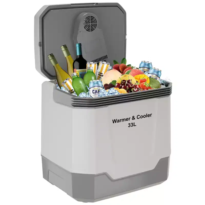 Electric Cooler and Warmer w/ Handle, 35QT (33 L) Portable Thermoelectric Fridge, 110V AC & 12V Adapter 32-131H Car Fridge Cooler for Camping