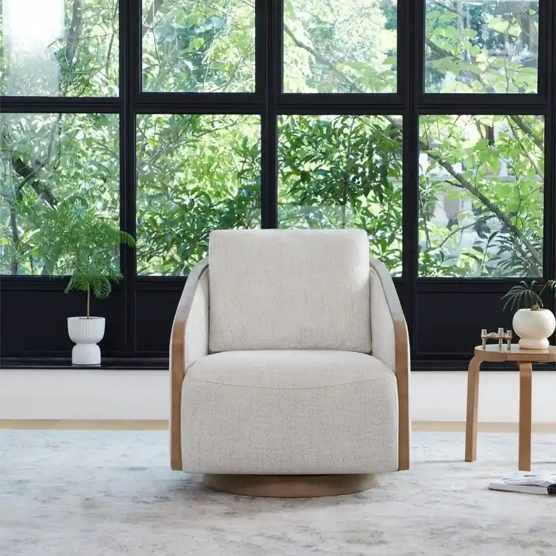 Skyler Modern Upholstered Living Room Swivel Bucket Accent Chair
