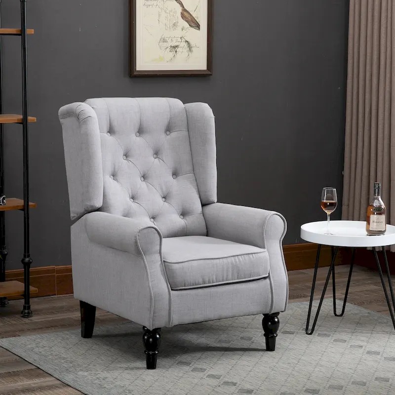 HOMCOM Copper Grove Guanta Tufted Wood Leg Accent Chair