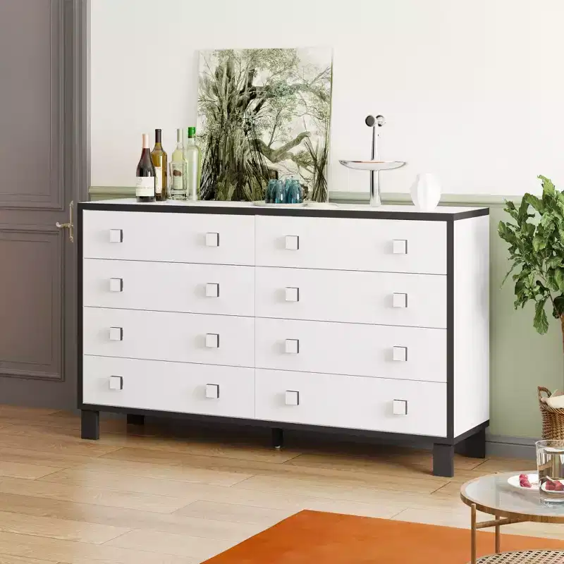 Famapy Modern Horizontal Dresser For Bedroom Multifunctional Chest Of Drawers Living Room White