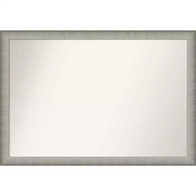 39" x 27" Non-Beveled Elegant Brushed Pewter Narrow Wall Mirror - Amanti Art