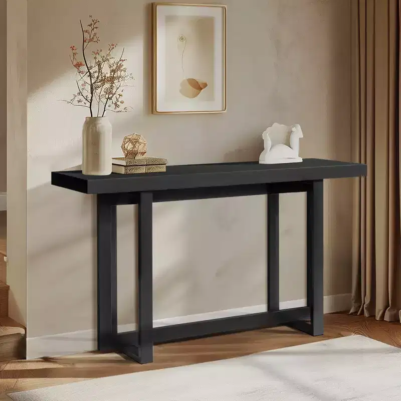 Black Modern Rectangle Console Table, 59