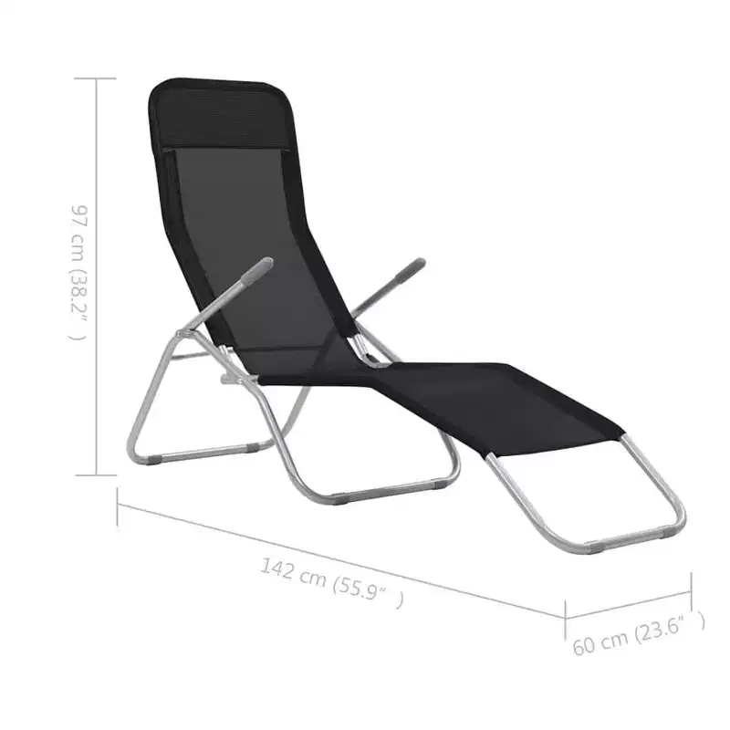 vidaXL Sun Lounger Set of 2 Powder-coated steel, Textilene Standard