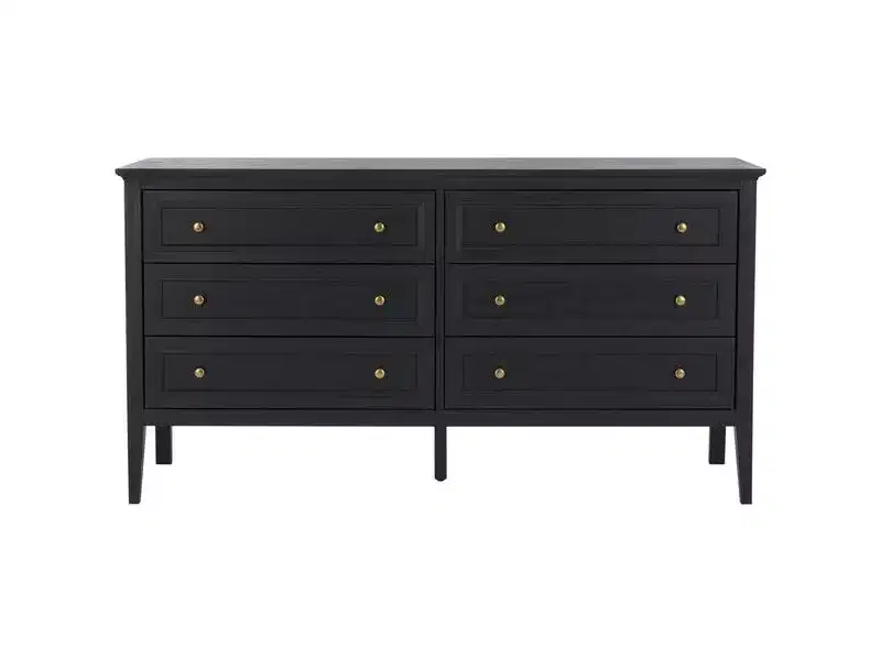 6 Drawer Dresser with Gold Pulls