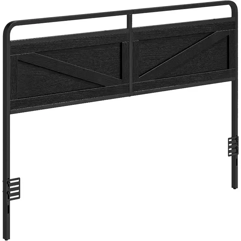 ACOINEL Wooden Panel Queen Headboard, Adjustable Height Head Board with Metal Frame & Bed Frame Adapter, Minimalist Black Headboard