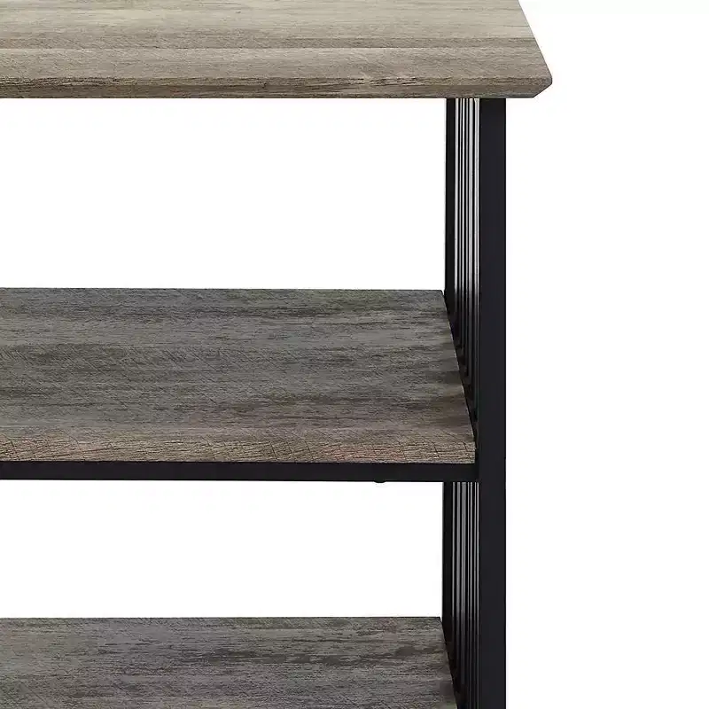 22" Zudora Nightstand Antique Oak and Black Finish - Acme Furniture: Metal Frame, Open Shelf, No Assembly Required