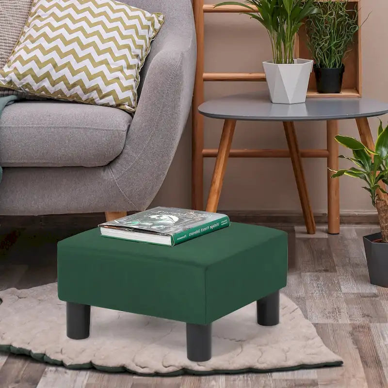 Small Square Footstool Ottoman Modern Fabric Footrest Stool
