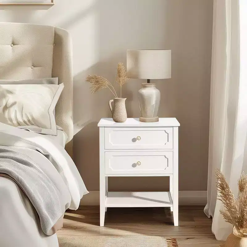 Karl Home | Solid Wood Nightstand with Two Drawers