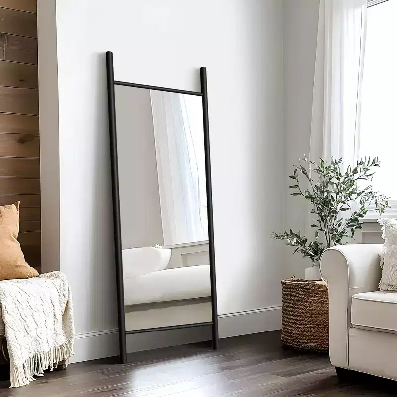 PexFix 24 in. W x 63 in. H Ladder-Style Solid Wood Framed Mirror in Brown