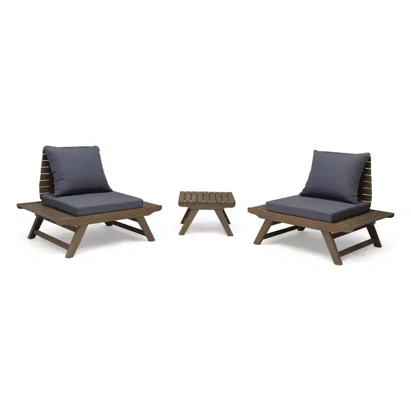 Christopher Knight Home Sedona Outdoor Acacia Wood 3 Piece Chat Set with Cushions