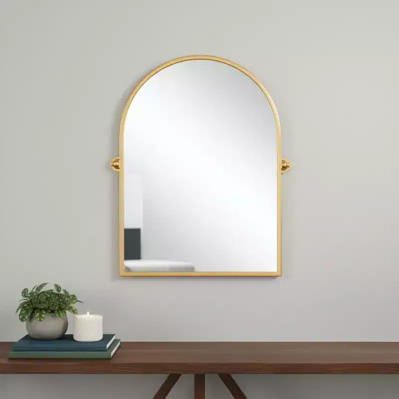 36 Gold Metal Arch Tilting Framed Accent Mirror