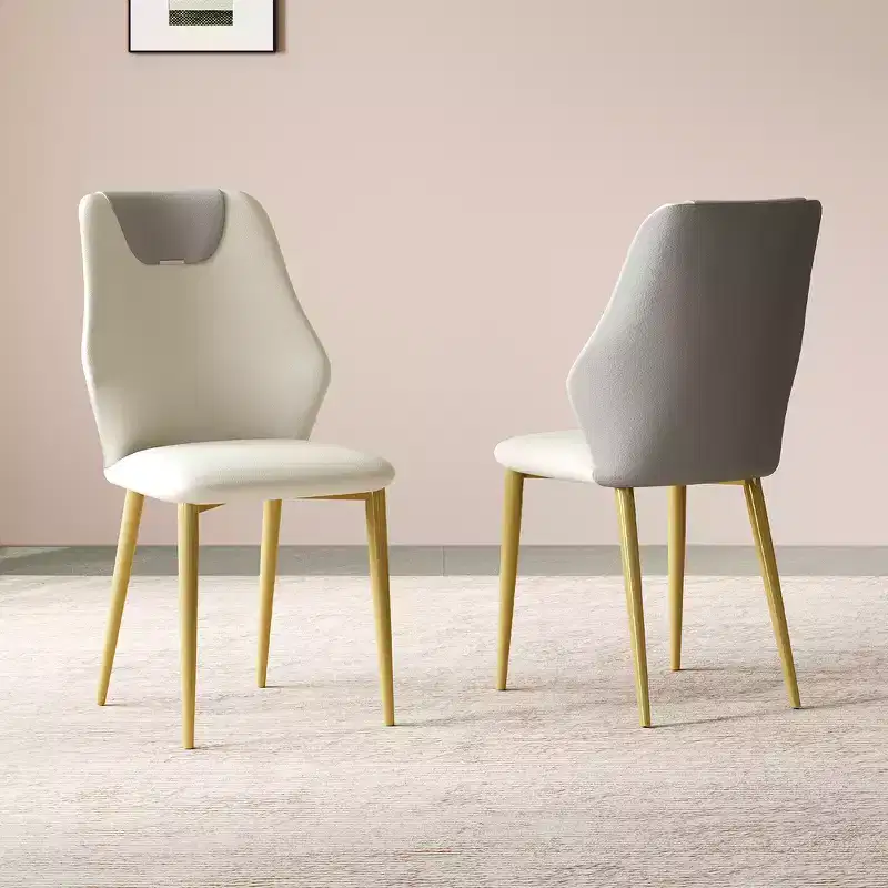 2 Dining Chairs with High-Quality PU Leather Seats, Gold-Plated Carbon Steel Legs & Ergonomic Backrests