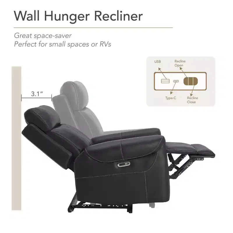 Wall Hugger Power Recliner with USB Ports