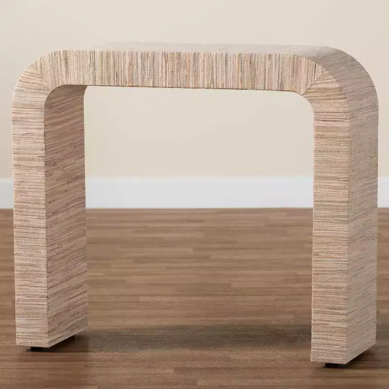 bali & pari Yareli Woven Grasscloth Console Table Natural/Gold