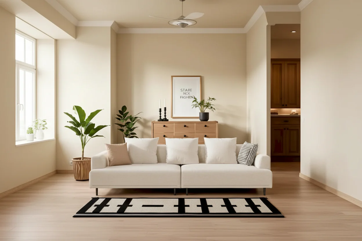 Beige Deep Seat Sofa with High Legs – 1 to 4 Seater