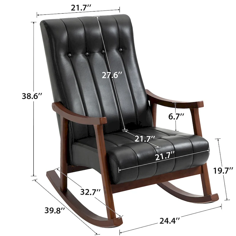 AVAWING Upholstered Rocking Chair ModernHighBackArmchair