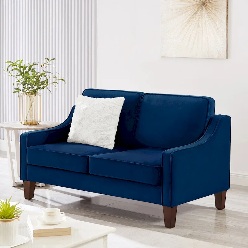 Velvet Loveseat Sofa with Square Arms, 51.5