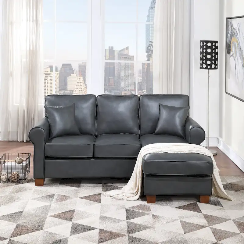 Rylee Rolled Arm Sectional with Pillows