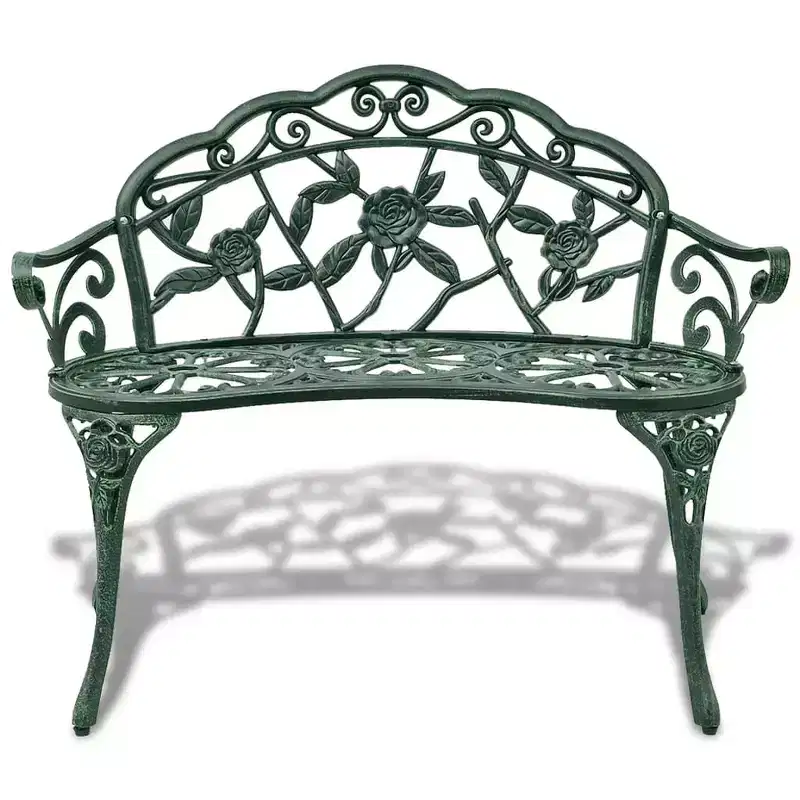 vidaXL Garden Bench Black Cast Aluminum, Cast Iron Medium