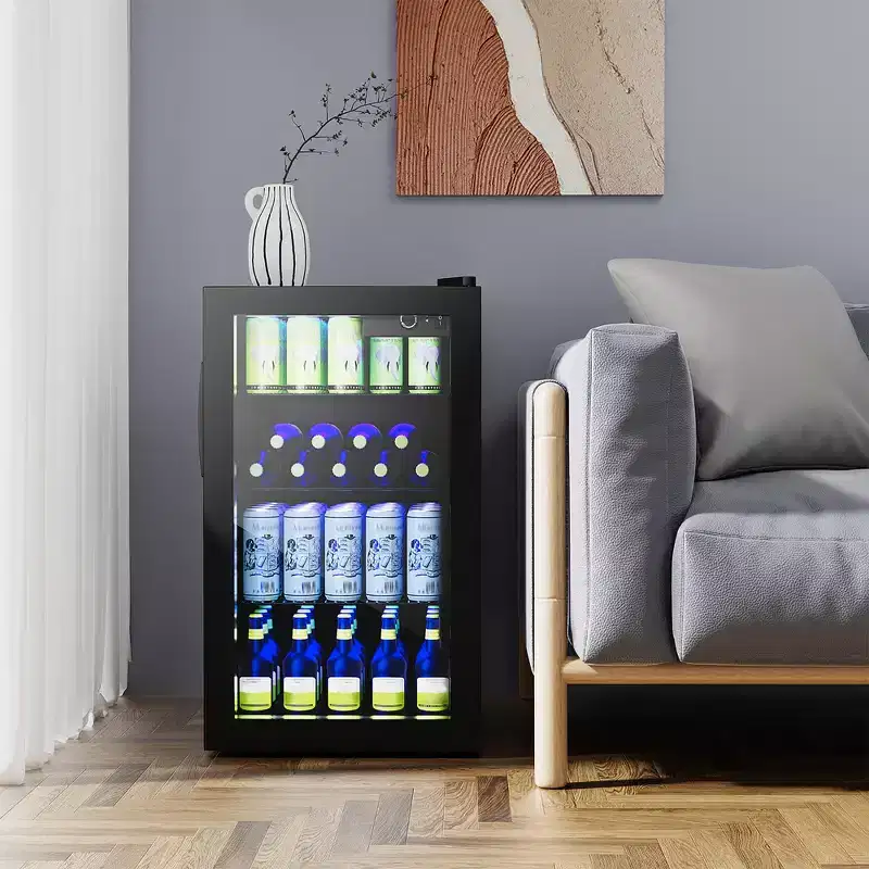 Costway 120 Can Beverage Refrigerator Beer Wine Soda Drink Cooler Mini Fridge