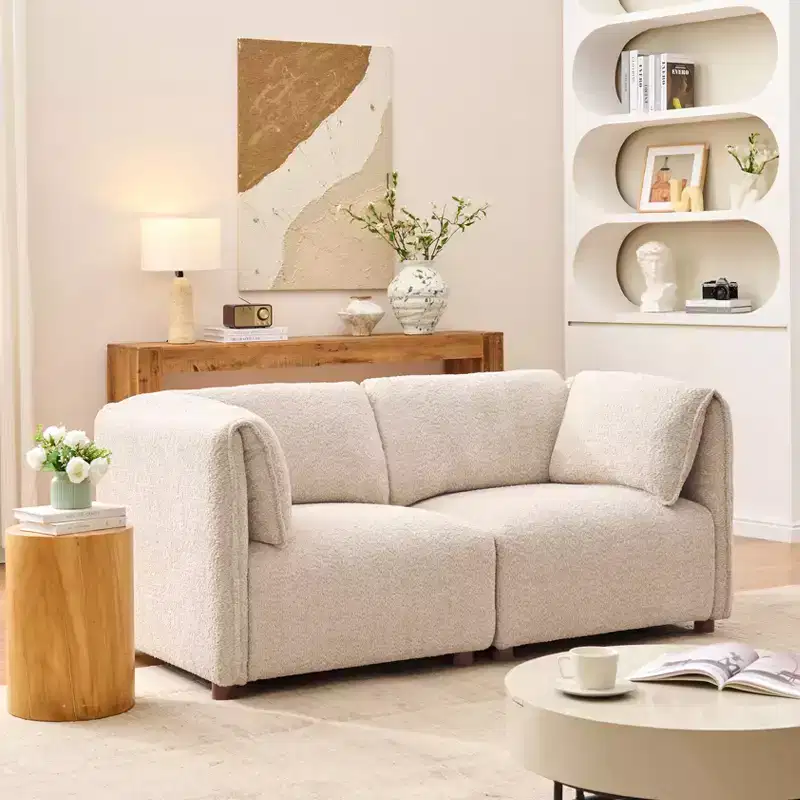 Christopher Knight Home Dominika 66'' Modern Boucle Upholstered 2-Seater Sectional Sofa