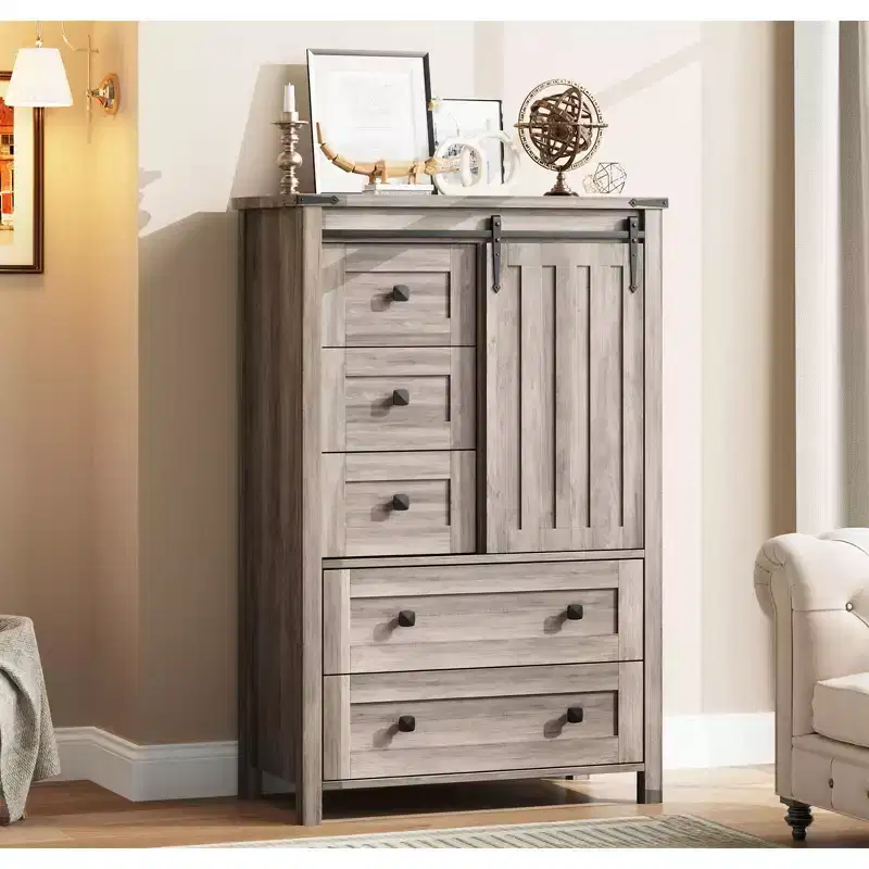 WhizMax Dresser for Bedroom with 5 Drawers, 48 White Tall Chest of Drawers, Wooden Closet Dresser for Living Room, Hallway, Entryway