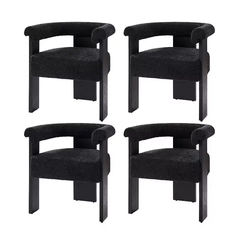 Gerry Boucle Dining Chair Set of 4 With Round Solid Back|ART OF LIVING DESIGNS