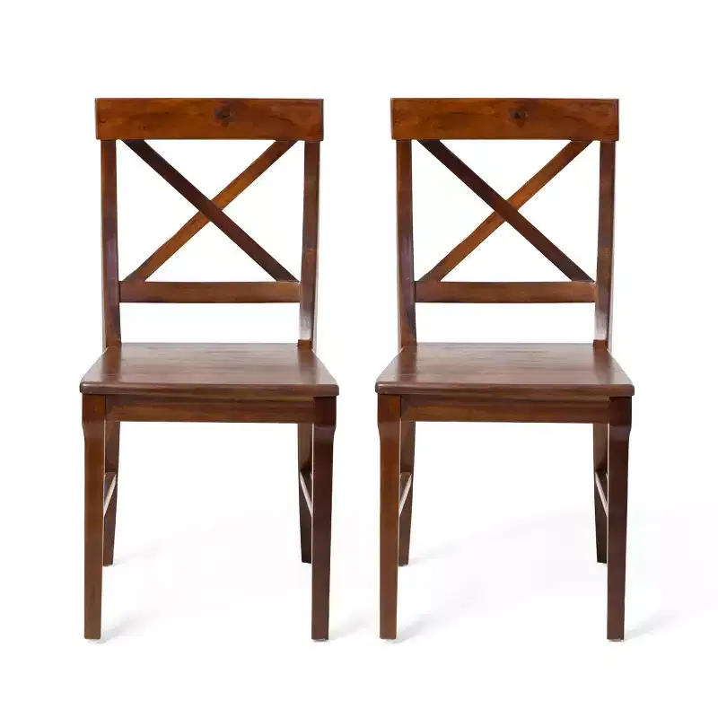 Christopher Knight Home Bostwick Farmhouse Acacia Wood Dining Chairs (Set of 2), Rich Mahogany