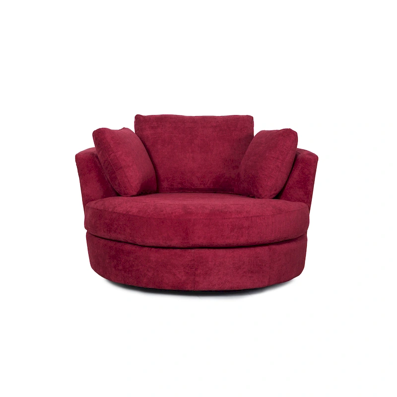 54 Wide Elegant Round Swivel Barrel Chair, Chair and a Half