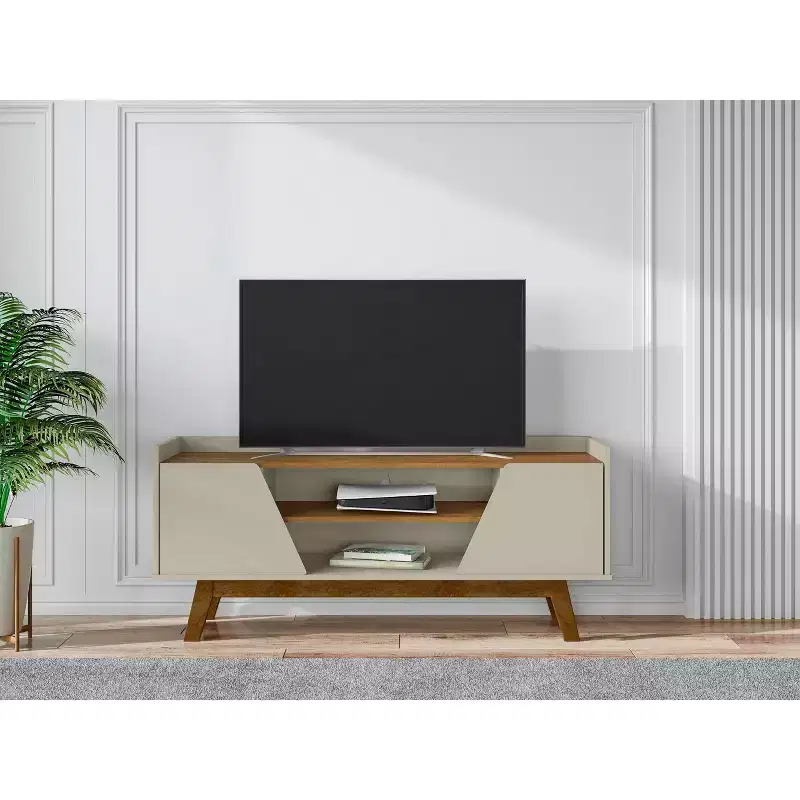 Marcus Mid-Century Modern 4 Shelf TV Stand for TVs up to 55" Beige