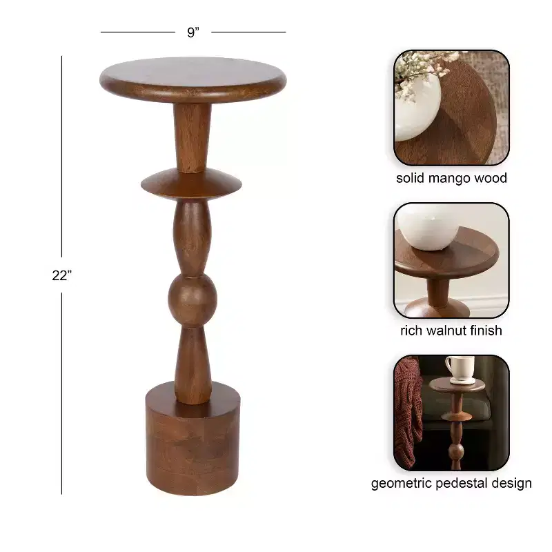 Kate and Laurel Avenal Drink Table, 9x9x22, Walnut Brown