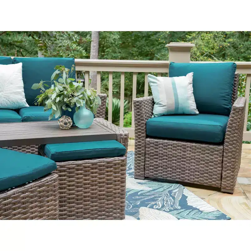 Leisure Made Newton 6pc Wicker Seating in Peacock Fabric