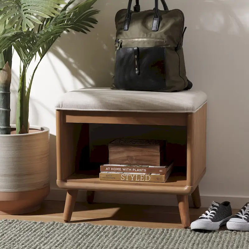 SAFAVIEH Home Collection Solo Open Shelf Bench W/ Cushion - 20 W x 15 D x 18 H
