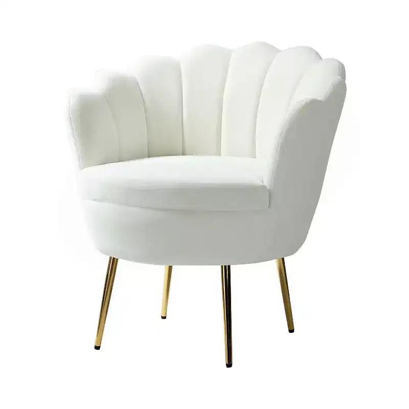 Comfy Barrel Chair with Golden Metal Legs, Living Room Accent Chair