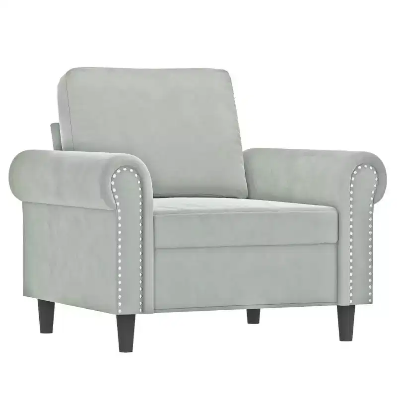 Light Gray Velvet 3-Piece Sofa Set, Seats 6