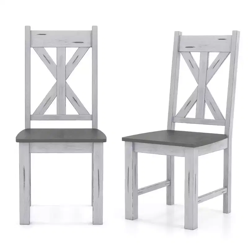 Costway Wooden Dining Chair Set of 2/4 with Rubber Wood Frame Elegant Hollowed Backrest